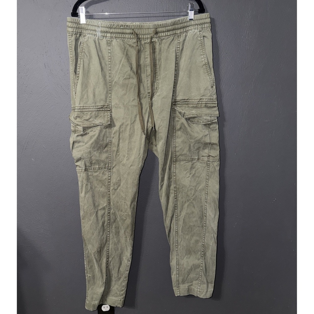 Lands End Pull On Army Green Cotton Blend Cargo Pants Men's L